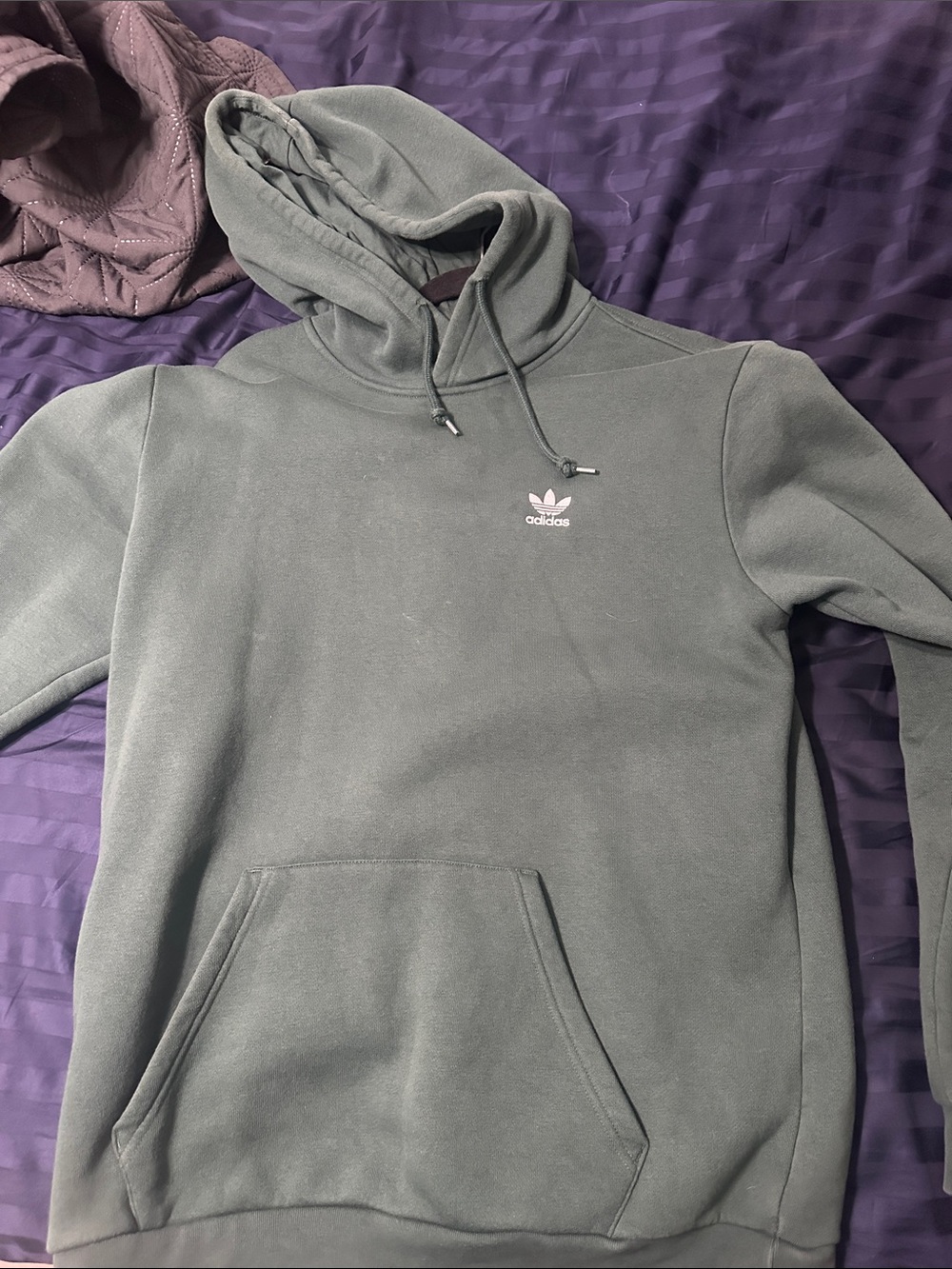 adidas Olive Green Trefoil Hoodie with Kangaroo Pocket